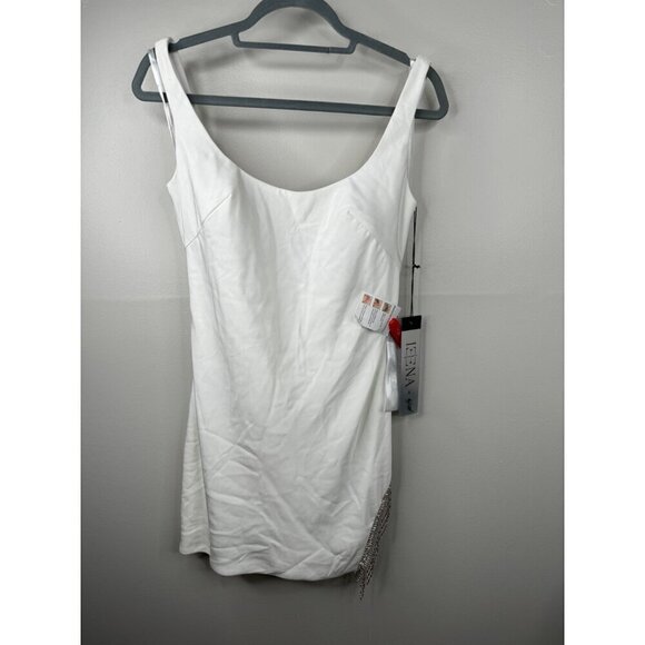 Mac Duggal Ieena 26405 White Tank Bead Fringe Mini Dress Scoop Neck Size 4 NWT - Picture 4 of 6